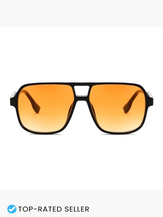 Retro Square Aviator Sunglasses Vintage 70s Plastic Frame Double Bridge main image 7
